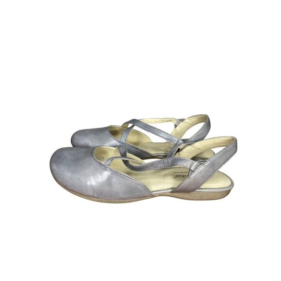 Josef Seibel Fiona 13 Light Blue Grey Leather Flats Cross-Strap & Slingback 37/6 - Picture 3 of 8